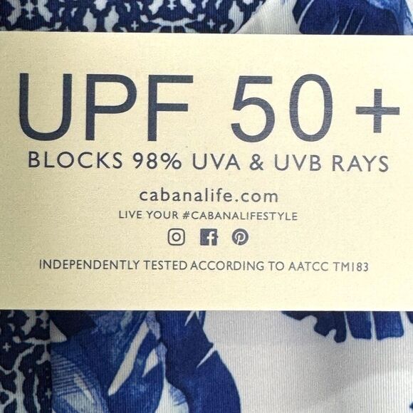 Cabana Life Dress Womens Large Blue White Palm Print Tunic UPF 50 Sun Protection - Picture 4 of 11